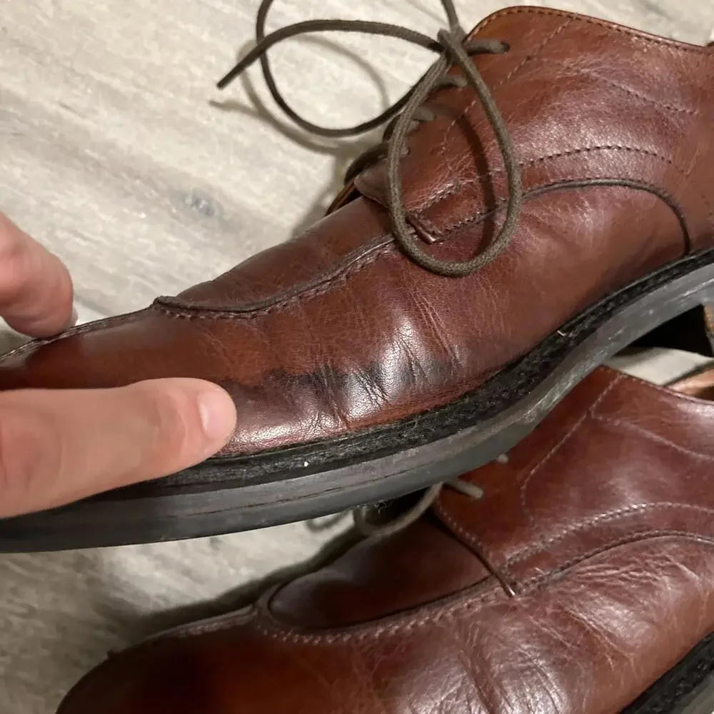 BACCO BUCCI MENS CHILI BROWN DRESS OXFORD SHOES SIZE 10.5 MADE IN ITALY *SCUFFS*